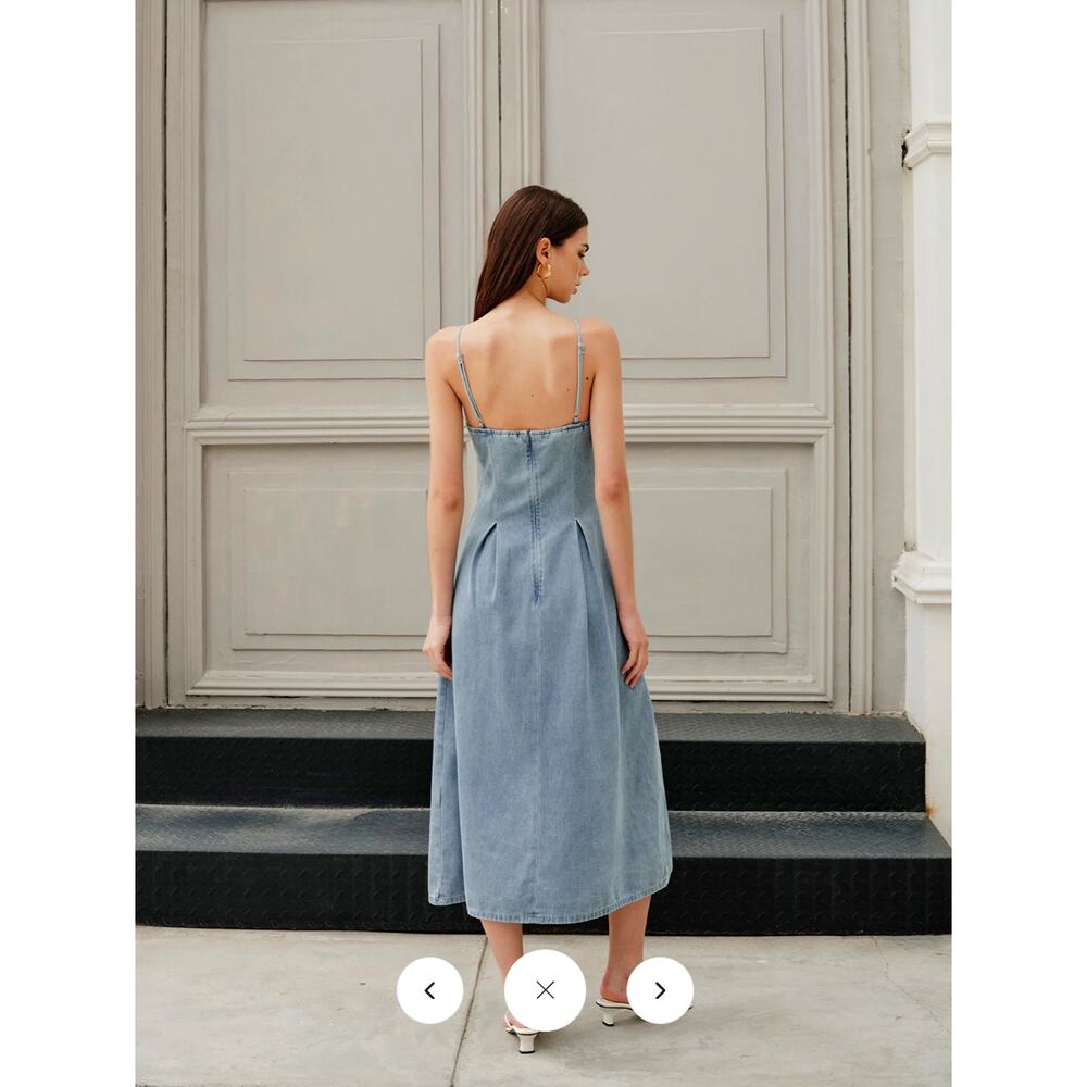 Commense Minimalist Zipper Denim Dress Sz M - Picture 3 of 3